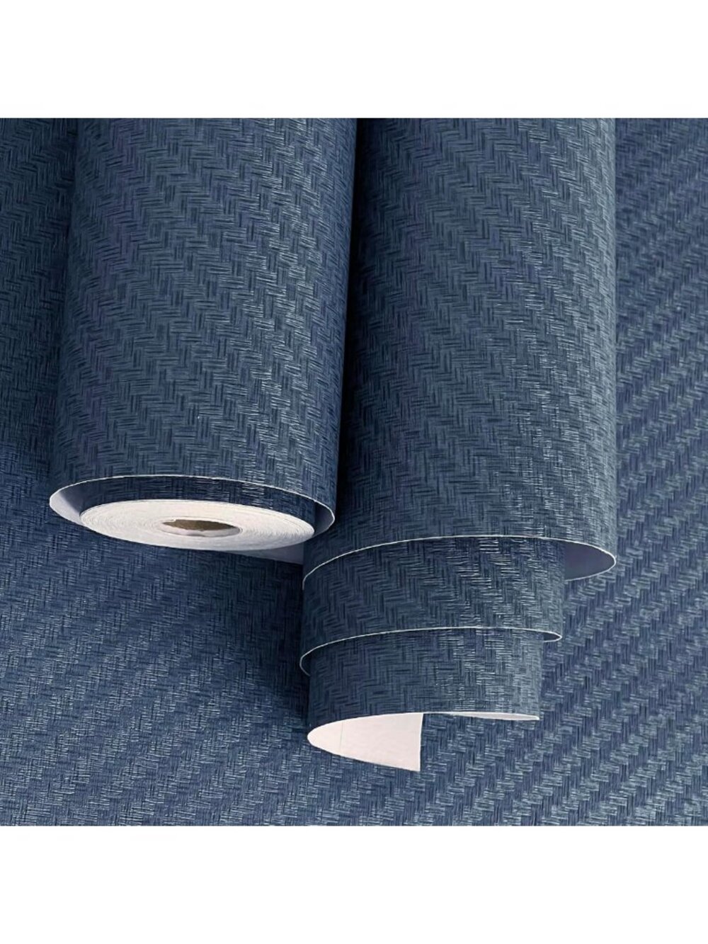 Textured Navy Blue Grasscloth Peel and Stick Wallpaper - Self-Adhesive Vinyl